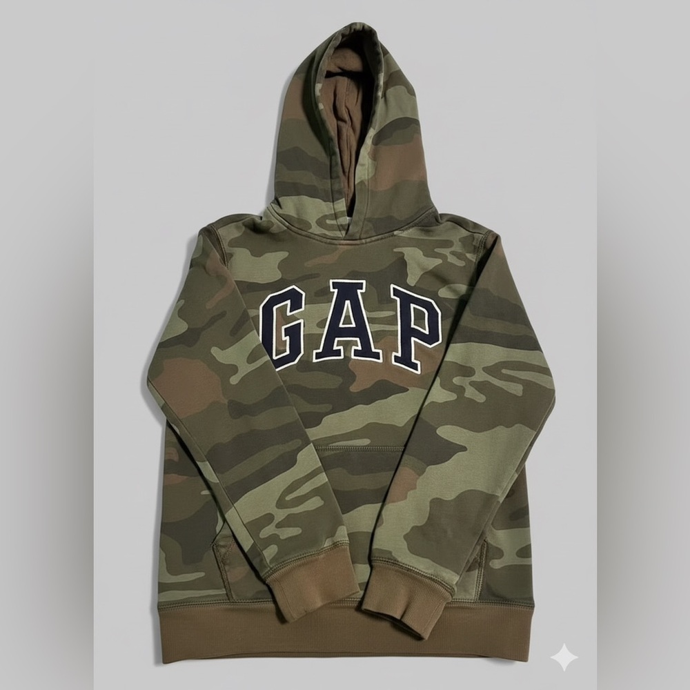 GAP Boys large Logo Camoflauge Hoodie Hooded Sweatshirt cotton pull over